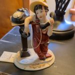 Vintage Capodimonte La Medea Rori Porcelain Boy on Telephone Figurines