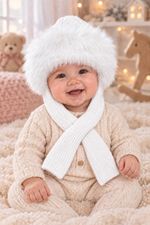Baby Lovely Russian Style Hat with Attached Scarf uk made 3 SIZES 2 COLOURS