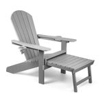 Grey Adirondack Garden Chair, HDPE Reclining Outdoor Armchair, Vonhaus
