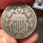 1867 Without Rays  Shield Nickel Ef40++