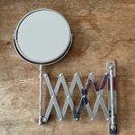 Wall Mounted Extending Scissor Arm Round Mirror 17.5cm Chrome Silver Metal