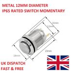 12mm Round Metal Push Button Switch Momentary Power Reset 12V 250V 3A IP65
