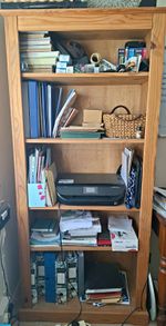Pine Wood Freestanding Bookcase 4 Shelves Brown 180cm H 80x40cm