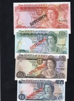 1978 States of Jersey 1,5,10,20 Pounds Specimen Set of 4 /d10