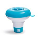 Pool Water Care Dispenser with Top Loading Opening and Blue Body
