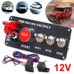 Racing Car Ignition Switch Panel LED Toggle Engine Start Push Button Starter 12V