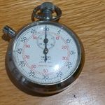 VINTAGE SMITHS STAINLESS STEEL STOPWATCH. 1/5TH SEC 1/100TH MIN. MADE IN ENGLAND