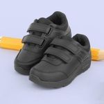 Boys Trainers Black Kids Easy Fasten School Padded Collar Gripped SIZE