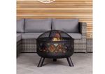 Large Round Black Metal Fire Pit With Mesh Cover - grade B return RRP £54.99