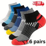 Men's Ankle Sports Socks 6 Pairs Breathable Moisture Wicking Athletic Short Sock