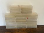 40 EMPTY VHS VIDEO TAPE STORAGE CASES Clear Up Cycle Retro Cheap Prop Craft (2)