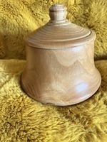 Hand Turned Treen Wooden Lidded Trinket Pot Lovely Patina Grain In The Wood