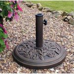 Parasol Umbrella Base Cast Iron Effect Heavy Duty Metal Garden Bronze Stand 9KG