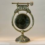 Antique Brass Gong on stand with Beater 