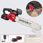 16" Electric Cordless Chainsaw Brushless Handheld Wood Saw +2 Battery & Charger