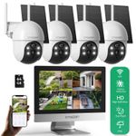 10CH 12'' Monitor Wireless Solar CCTV System 4MP HD WiFi 2-Way Audio Camera 64G