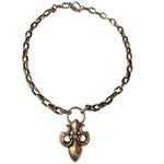 106.7gr! Heavy Solid Sterling Silver link Fleur De Lis Necklace