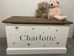 Children's Handmade & Personalised Scattered Stars Toy Box With Soft Closing Lid