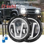 For Land Rover Defender Td5 Puma TDCI 90/110/130 Pair 7" LED Upgrade Headlights
