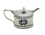 Edwardian Sterling Silver Floral Pierced Mustard Pot Antique 1907 Birmingham