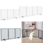 Foldable Pet Gates Wooden Dog Barrier Dog Divider Fences Play Pen Doorway Safety