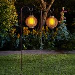 Solar Stake Lantern Lights 2 Pack Outdoor Garden Waterproof Standing Lamp Flame