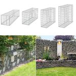 1/2pcs Garden Galvanized Gabion Stone Basket Retaining Wall Wire Mesh Cage Fence