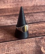 Men’s Sterling Silver Tigers Eye Pinky Signet Ring Size R Vintage Gift Old