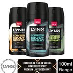 Lynx Lower Body Spray Coconut + Sandalwood & Pear + Cedarwood, 100ml