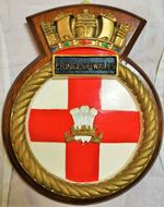 HMS Prince Of Wales Ship Crest Plaque – Hand-Painted, Solid Mahogany Mount, 932g