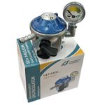 BUTANE GAS BOTTLE REGULATOR WITH PRESSURE GAUGE 28mbar 21mm CLIP ON TYPE GBR121