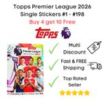 Topps Premier League 2026 Football Stickers #1 - #198 Buy 4 get 10 Free