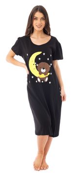 Ladies Spring Summer Knee Length Short Sleeve Nightie Teddy Banana
