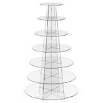 Cupcake Cake Display Stand - 7 Tier, Round Scallop, Clear, Mirror, White, Black