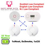 ANKA Wireless Interlinked 8x Smoke 1x Heat 1x CO Alarm DIY Kit UK Law Compliant