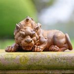 Rustic Cast Iron 'Dragon Snarling' Garden Sculpture Outdoor Ornament