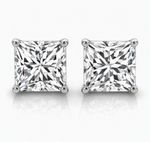 IGI E-F/VS 2 Ct Princess Lab Grown Diamond Earrings Real 14K White Gold Screw