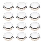 12 Pcs Tambourine Drum 4 Inch Hand Held Tambourine for Adults Wood Color