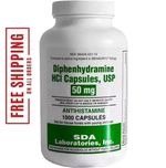 DIPHENHYDRAMINE 50MG 1000ct capsules, SDA LABS, Allergy Relief