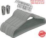 ANTI SLIP FLOCKED COAT CLOTHES HANGERS VELVET TROUSER HANGING FREE 1 PAIR CLIP