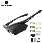RockBros Cycling Glasses Polarized UV400 Fishing Sport Sunglasses 5 lenses Black