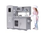 Toy Role Play Kitchen Wooden Kids Pretend With Cooking Accessories Set Gift Grey