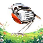 1x Sheremart Hopewings Bird, Robin Scrap Metal Art Sculpture Metal Art Sculpture