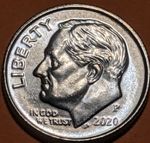 2020 P Roosevelt Error Dime Lamination Peel Die Chips RR Collar Uncirculated