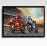 Marc Marquez  & Alex Marquez Ducati MotoGP A3 print, painting by Greg Tillett