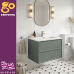 Modern Wall Hung Bathroom Vanity Unit Green 2 Drawer Basin Sink Cabinet 600mm