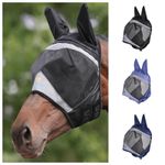 Shires FlyGuard Pro Fine Mesh Fly Mask with Ears - Sky Blue, Navy or Jet Black