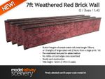 7ft RED BRICK WALL PRE-CUT CARD KIT- O GAUGE / O SCALE MODEL RAILWAYS 7mm 1:43