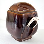 Antique Brown Porcelain Tobacco Jar With Lid Smoking Storage France Pipe Holder