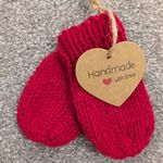 Hand Knitted Newborn Baby Mittens In Red